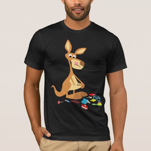 Cute Cartoon Rummaging Kangaroo T-Shirt (Voorkant)