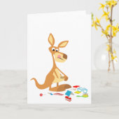 Cute Cartoon Rummaging Kangaroo Wenskaart Kaart (Gele Bloem)
