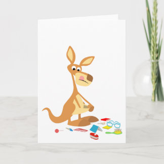 Cute Cartoon Rummaging Kangaroo Wenskaart Kaart