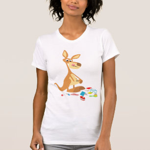 Cute Cartoon Rummaging Kangaroo Women T-Shirt