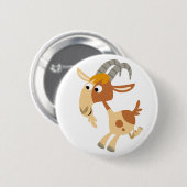 Cute Cartoon Running Goat Button Badge (Voorkant /achterkant)