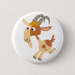 Cute Cartoon Running Goat Button Badge