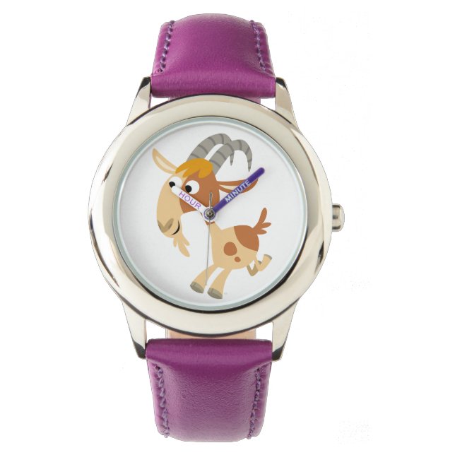 Cute Cartoon Running Goat Watch Horloge (Voorkant)