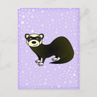 Cute Cartoon Sable Ferret Paars Star Briefkaart