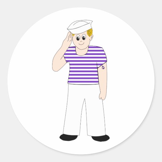 Cute Cartoon Sailor Ronde Sticker (Voorkant)