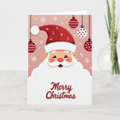 Cute Cartoon Santa Claus Face Merry Christmas Card Kaart (Voorkant)