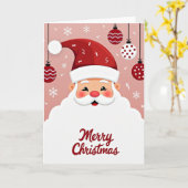 Cute Cartoon Santa Claus Face Merry Christmas Card Kaart (Gele Bloem)