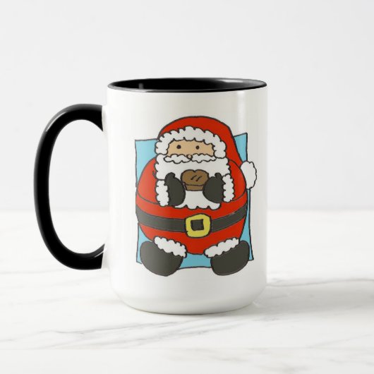 Cute Cartoon Santa Holding Mince Pie Mok (Links)