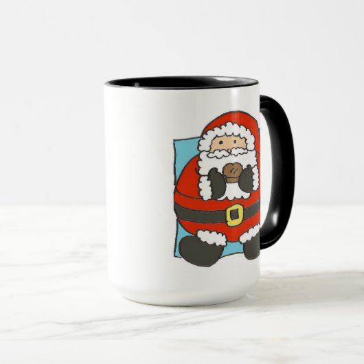 Cute Cartoon Santa Holding Mince Pie Mok (Voorkant rechts)