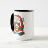 Cute Cartoon Santa Holding Mince Pie Mok (Voorkant links)