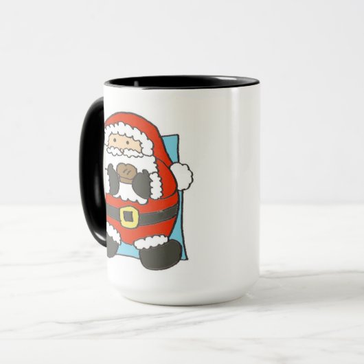 Cute Cartoon Santa Holding Mince Pie Mok (Voorkant links)