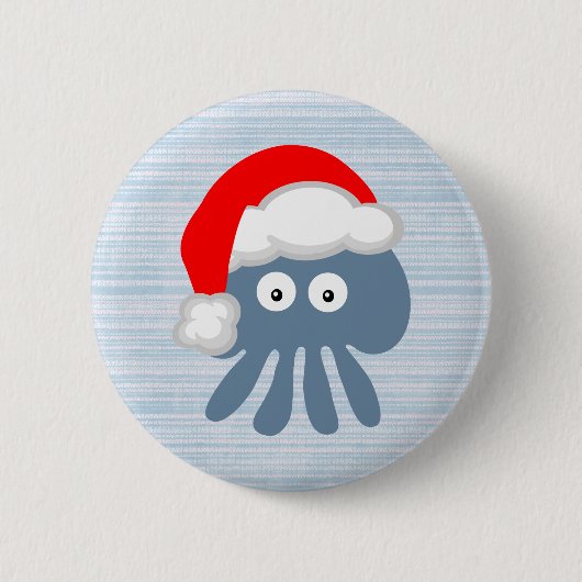 Cute Cartoon Santa Jellyfish Ronde Button 5,7 Cm (Voorkant)