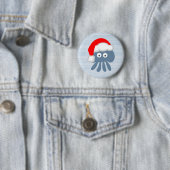 Cute Cartoon Santa Jellyfish Ronde Button 5,7 Cm (In situ)