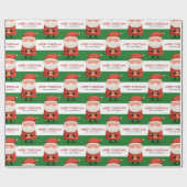 Cute Cartoon Santa Merry Christmas Name Green Gift Cadeaupapier (Vlak)