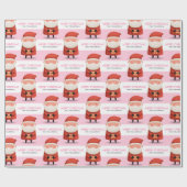 Cute Cartoon Santa Merry Christmas Name Pink Gift Cadeaupapier (Vlak)
