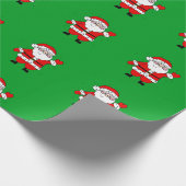 Cute Cartoon Santa Red Green Kerstmis Cadeaupapier (Hoek)