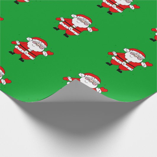Cute Cartoon Santa Red Green Kerstmis Cadeaupapier (Hoek)