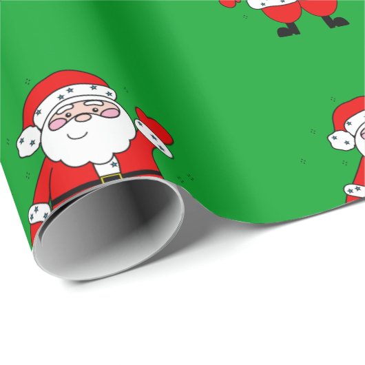 Cute Cartoon Santa Red Green Kerstmis Cadeaupapier (Rol Hoek)