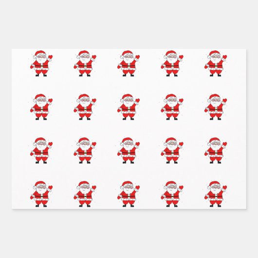 Cute Cartoon Santa Red Green White Kerstmis Inpakpapier Vel (Voorkant 3)