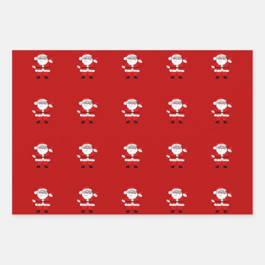 Cute Cartoon Santa Red Green White Kerstmis Inpakpapier Vel (Voorkant 2)