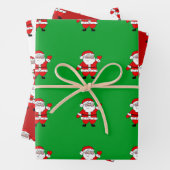 Cute Cartoon Santa Red Green White Kerstmis Inpakpapier Vel (In situ)