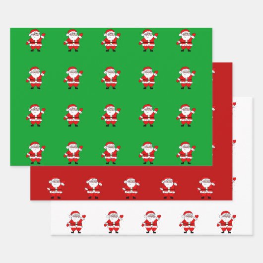 Cute Cartoon Santa Red Green White Kerstmis Inpakpapier Vel (Set)