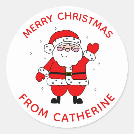 Cute Cartoon Santa Red Kerstmis Ronde Sticker (Voorkant)