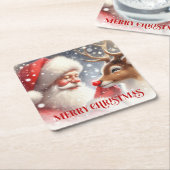 Cute Cartoon Santa Rudolph Christmas Party Coaster Kartonnen Onderzetters (Schuin)