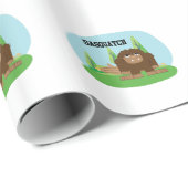 Cute Cartoon Sasquatch Cadeaupapier (Rol Hoek)
