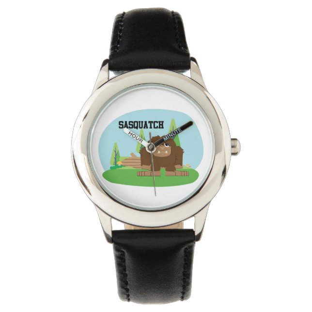 Cute Cartoon Sasquatch Horloge (Voorkant)
