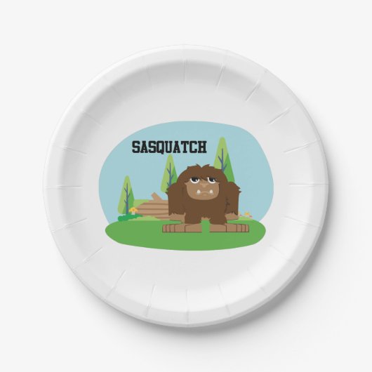 Cute Cartoon Sasquatch Papieren Bordje (Voorkant)