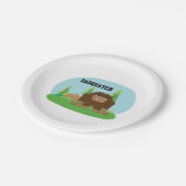Cute Cartoon Sasquatch Papieren Bordje (Gekanteld)