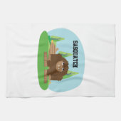 Cute Cartoon Sasquatch Theedoek (Horizontaal)