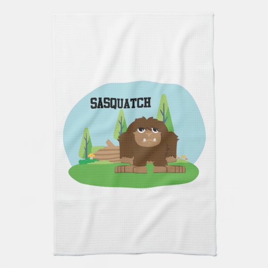 Cute Cartoon Sasquatch Theedoek (Verticaal)