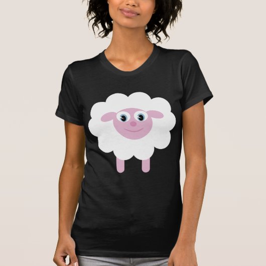 Cute cartoon schaap zwart-wit T-shirt (Voorkant)