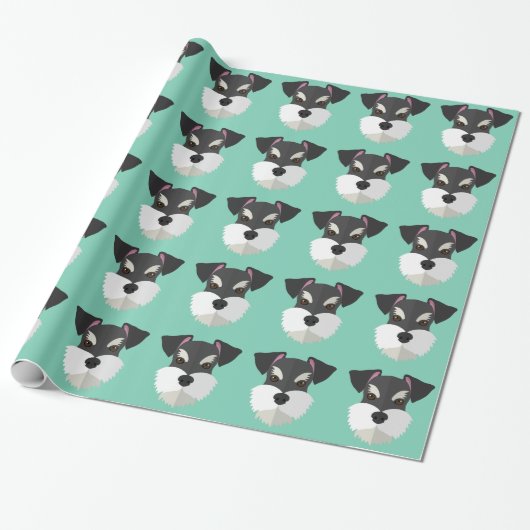 Cute Cartoon Schnauzer! Cadeaupapier (Uitgerold)