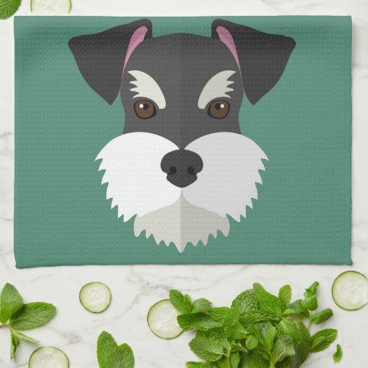 Cute Cartoon Schnauzer! Theedoek (Gevouwen)