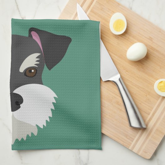 Cute Cartoon Schnauzer! Theedoek (Quarter Fold)