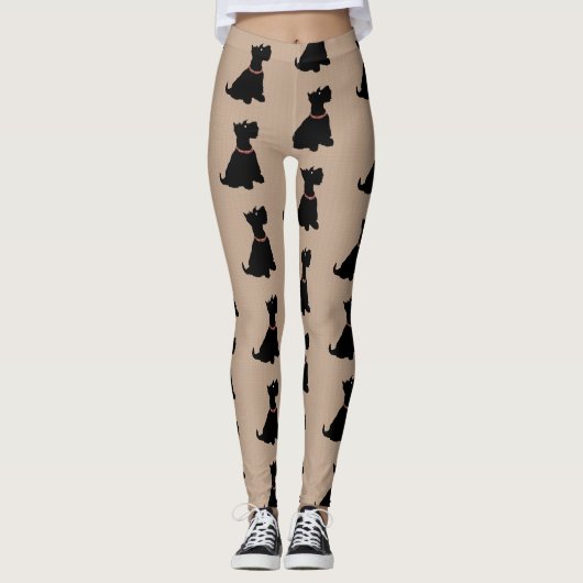 Cute Cartoon Scottie Dog Leggings (Voorkant)