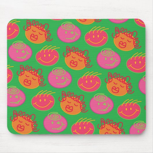 Cute Cartoon Scribbles Fun Gekke Bubblegum Head Muismat (Voorkant)