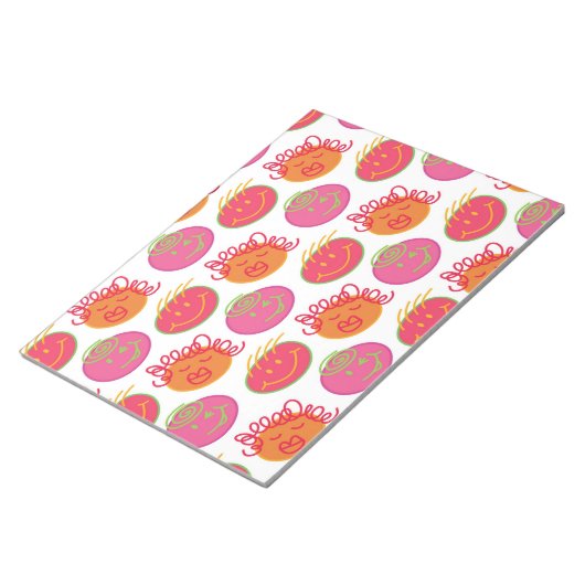 Cute Cartoon Scribbles Fun Gekke Bubblegum Head Notitieblok (Schuin)