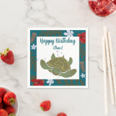 Cute Cartoon Sea Turtle Birthday Paper Napkin Servet (Insitu)