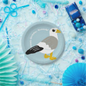 Cute Cartoon Seagull Light Blue op maat Papieren Bordje (Feest)