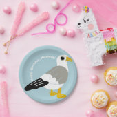 Cute Cartoon Seagull Light Blue op maat Papieren Bordje (Feest)