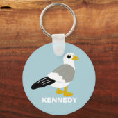 Cute Cartoon Seagull Light Blue op maat Sleutelhanger (Voorkant)