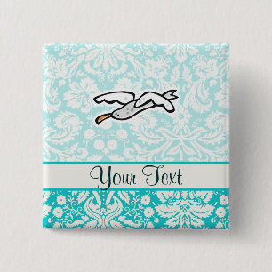 Cute Cartoon Seagull Vierkante Button 5,1 Cm