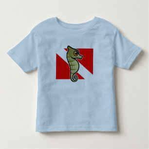 Cute Cartoon Seahorse Dive Flag Kinder Shirts