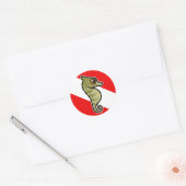 Cute Cartoon Seahorse Dive Flag Ronde Sticker (Envelop)