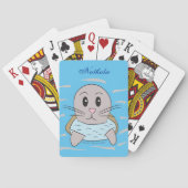 Cute cartoon seal blue playcards pokerkaarten (Achterkant)
