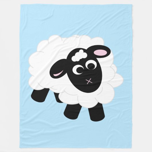 Cute Cartoon Sheep Blue Fleece Blanket (Voorkant)